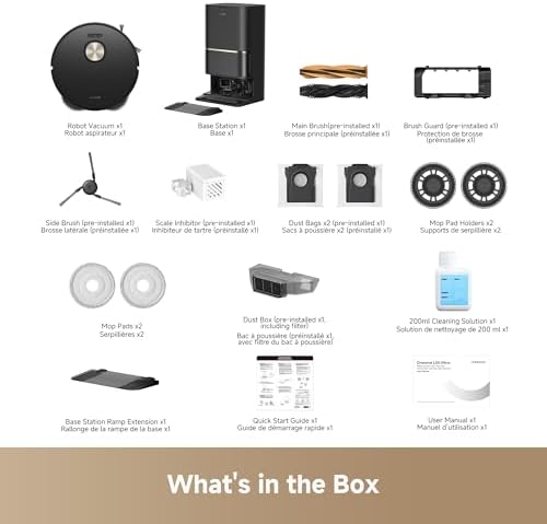 DREAME L50 Ultra Robot Vacuum and Mop Black with Auto Empty and Mop Self Cleaning  Precise Obstacle Avoidance  19 500Pa Suction  HyperStream Detangling DuoBrush
