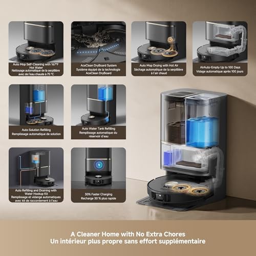 DREAME L50 Ultra Robot Vacuum and Mop Black with Auto Empty and Mop Self Cleaning  Precise Obstacle Avoidance  19 500Pa Suction  HyperStream Detangling DuoBrush