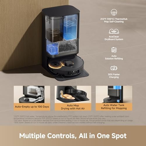 DREAME Robot aspirador y trapeador L60 Ultra PE, succión de 30,000 Pa, autolimpieza, limpieza profunda de esquina a borde, cepillo desenredante, evita obstáculos y navegación de 360°, color negro