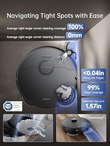 DREAME X40 Ultra Robotic Vacuum with Removable & Liftable Mop  12 000Pa Suction  Side Brush Extensive Cleaning  158 F Mop & Washboard Self Cleaning  Auto Empty  Auto Refill  liftable Brushes