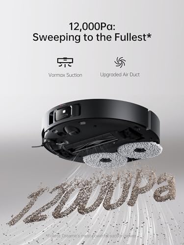 DREAME X40 Ultra Robotic Vacuum with Removable & Liftable Mop  12 000Pa Suction  Side Brush Extensive Cleaning  158 F Mop & Washboard Self Cleaning  Auto Empty  Auto Refill  liftable Brushes