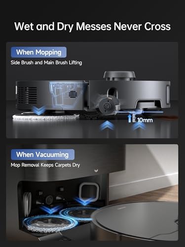 DREAME X40 Ultra Robotic Vacuum with Removable & Liftable Mop  12 000Pa Suction  Side Brush Extensive Cleaning  158 F Mop & Washboard Self Cleaning  Auto Empty  Auto Refill  liftable Brushes