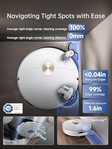 Aspiradora ultra robótica X40 con trapeador extraíble y elevable, succión de 12,000 Pa, limpieza extensiva de cepillo lateral, trapeador de 158 °F y tabla de lavar, autolimpieza de vacío, recarga automática, cepillos elevables, color blanco