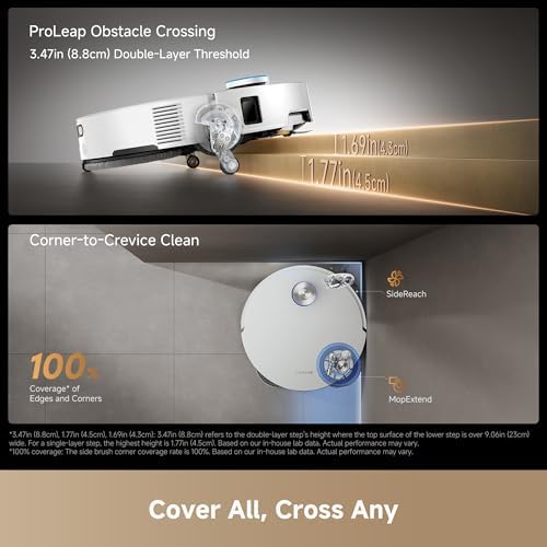 DREAME X60 Ultra Robot Vacuum and Mop  3 13in Ultra Thin Design  3 47in Obstacle Clearing  35 000Pa Suction  Self Emptying&Refilling  Mop Self Cleaning  100  Detangling  280 Obstacle Avoidance  White