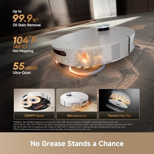 DREAME X60 Ultra Robot Vacuum and Mop  3 13in Ultra Thin Design  3 47in Obstacle Clearing  35 000Pa Suction  Self Emptying&Refilling  Mop Self Cleaning  100  Detangling  280 Obstacle Avoidance  White