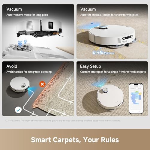 DREAME X60 Ultra Robot Vacuum and Mop  3 13in Ultra Thin Design  3 47in Obstacle Clearing  35 000Pa Suction  Self Emptying&Refilling  Mop Self Cleaning  100  Detangling  280 Obstacle Avoidance  White