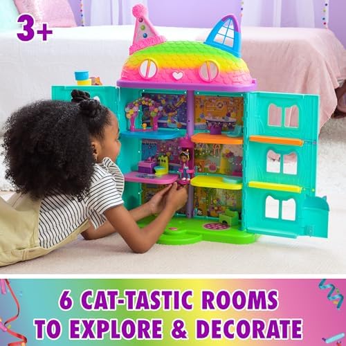 DREAMWORKS GABBYS DOLLHOUSE  14 Pc Celebration Dollhouse  25 Inches Tall  with Toy Figures  Doll House Furniture & 10 Sounds  Kids Toys for Girls & Boys Ages 3
