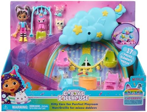 DREAMWORKS GABBYS DOLLHOUSE  14 Pc Celebration Dollhouse  25 Inches Tall  with Toy Figures  Doll House Furniture & 10 Sounds  Kids Toys for Girls & Boys Ages 3