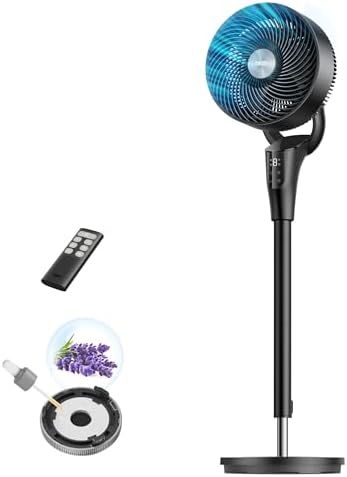 DREO Fan for Bedroom  2026 Upgraded  90ft Airflow  20dB Quiet Fan  90  Oscillating Standing Fan for Whole Room  DC Motor  8 H Speeds  3 Modes  38 42 Adjustable Height  8H Timer  105  Manual Vertical