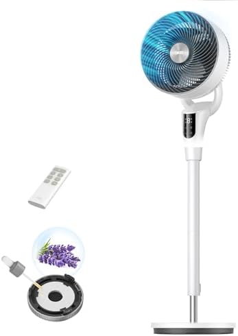 DREO Fan for Bedroom  2026 Upgraded  90ft Airflow  20dB Quiet Fan  90  Oscillating Standing Fan for Whole Room  DC Motor  8 H Speeds  3 Modes  38 42 Adjustable Height  8H Timer  105  Manual Vertical