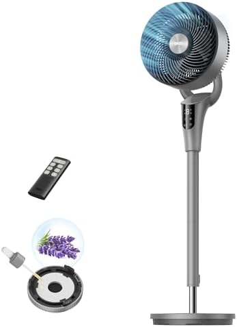 DREO Fan for Bedroom  2026 Upgraded  90ft Airflow  20dB Quiet Fan  90  Oscillating Standing Fan for Whole Room  DC Motor  8 H Speeds  3 Modes  38 42 Adjustable Height  8H Timer  105  Manual Vertical