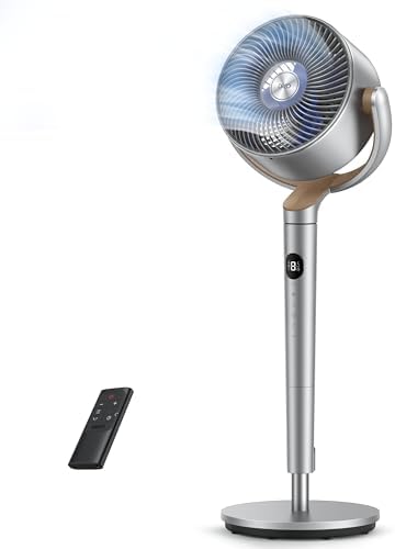 DREO Fan for Bedroom  120  120 Omni directional Oscillating Fan  90ft  DC Motor  20 dB Quiet Standing Pedestal Fans  8 Speeds  3 Modes Circulator with Remote  35 40 Adjustable Height  8H Timer