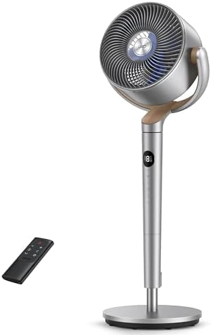 DREO Fan for Bedroom  120  120 Omni directional Oscillating Fan  90ft  DC Motor  20 dB Quiet Standing Pedestal Fans  8 Speeds  3 Modes Circulator with Remote  35 40 Adjustable Height  8H Timer