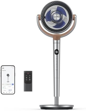 DREO Fan for Bedroom  120  120 Omni directional Oscillating Fan  90ft  DC Motor  20 dB Quiet Standing Pedestal Fans  8 Speeds  3 Modes Circulator with Remote  35 40 Adjustable Height  8H Timer