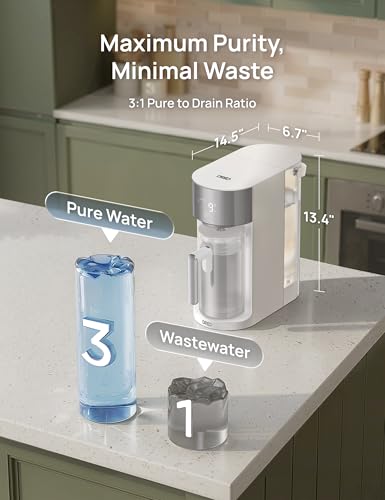 DREO Reverse Osmosis Water Filter Countertop  RO Filtration System  3 1 Pure to Drain  TDS & Filter Life & Autofill Pitcher  Installation Free  Self Cleaning Water Purifier  RO Water Filter
