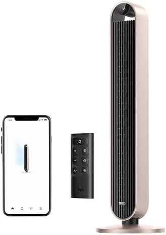 DREO Tower Fan for Bedroom  42 Inch 120  Oscillating Fan  20dB Quiet DC Motor  28ft/s Velocity Bladeless Standing Fan with 12 Speeds  4 Modes  12H Timer Cooling Fans for Home  Living Room