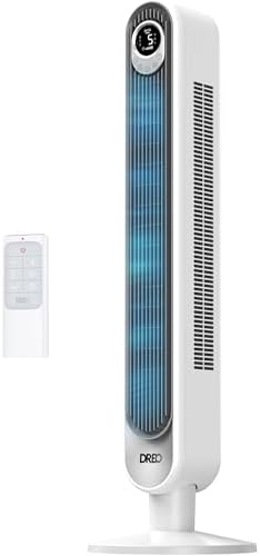 DREO Tower Fan for Bedroom  28 ft/s  20dB Quiet Fans that Blow Cold Air  9 Speeds  4 Modes  12H Timer  Oscillating Cooling Standing Floor Fan Powerful for Indoor Home Office Room  LED Display  42 inch
