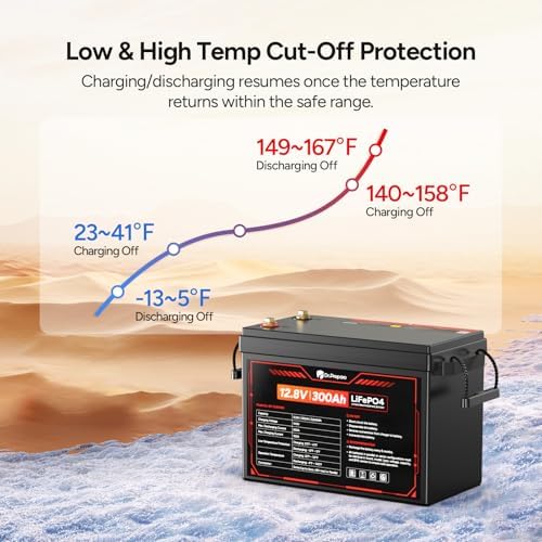 DR PREPARE 12V 300Ah LiFePO4 Battery  Grade A  Cells 3840Wh Rechargeable Lithium Iron Phosphate Battery  200A BMS & Low Temp Cut Off  Small Size for RV  Solar  Off Grid  Camping  Boat  Backup Power