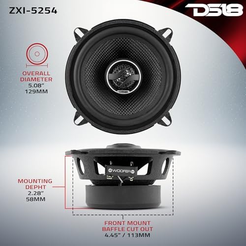 DS18 ZXI 44 4 Car Audio Coaxial Speaker with Built in Neodymium Tweeter and Kevlar Cone   2 Way 150 Watts Max 4 Ohm  2 Speakers 