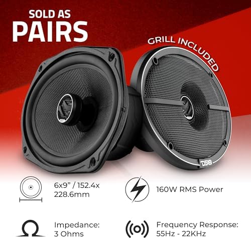 DS18 ZXI 44 4 Car Audio Coaxial Speaker with Built in Neodymium Tweeter and Kevlar Cone   2 Way 150 Watts Max 4 Ohm  2 Speakers 