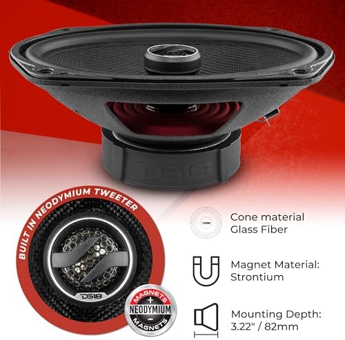 DS18 ZXI 44 4 Car Audio Coaxial Speaker with Built in Neodymium Tweeter and Kevlar Cone   2 Way 150 Watts Max 4 Ohm  2 Speakers 