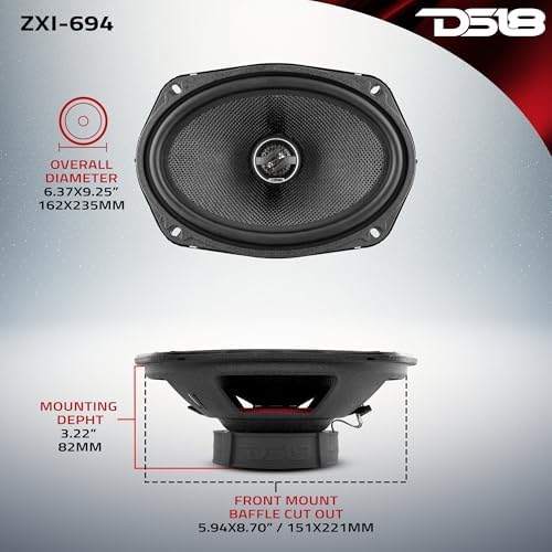 DS18 ZXI 44 4 Car Audio Coaxial Speaker with Built in Neodymium Tweeter and Kevlar Cone   2 Way 150 Watts Max 4 Ohm  2 Speakers 