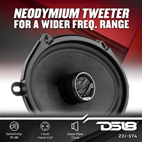 DS18 ZXI 44 4 Car Audio Coaxial Speaker with Built in Neodymium Tweeter and Kevlar Cone   2 Way 150 Watts Max 4 Ohm  2 Speakers 