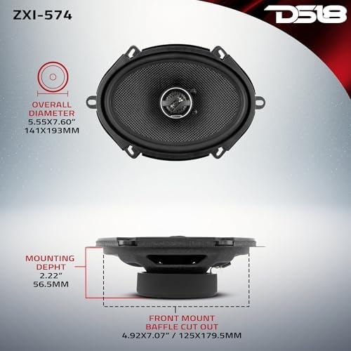 DS18 ZXI 44 4 Car Audio Coaxial Speaker with Built in Neodymium Tweeter and Kevlar Cone   2 Way 150 Watts Max 4 Ohm  2 Speakers 