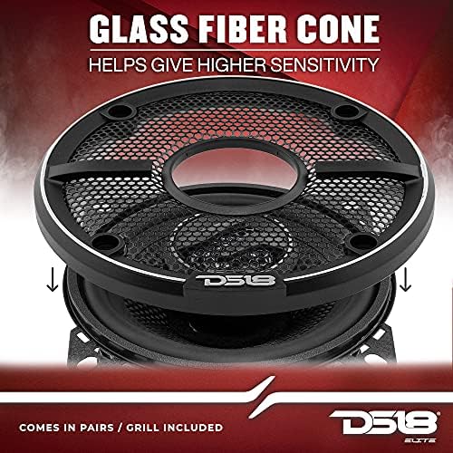 DS18 ZXI 44 4 Car Audio Coaxial Speaker with Built in Neodymium Tweeter and Kevlar Cone   2 Way 150 Watts Max 4 Ohm  2 Speakers 