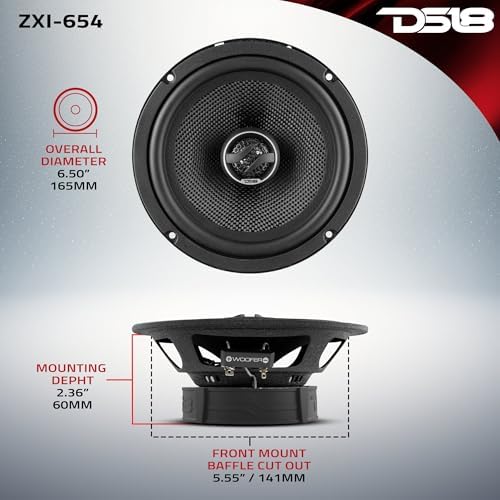 DS18 ZXI 44 4 Car Audio Coaxial Speaker with Built in Neodymium Tweeter and Kevlar Cone   2 Way 150 Watts Max 4 Ohm  2 Speakers 