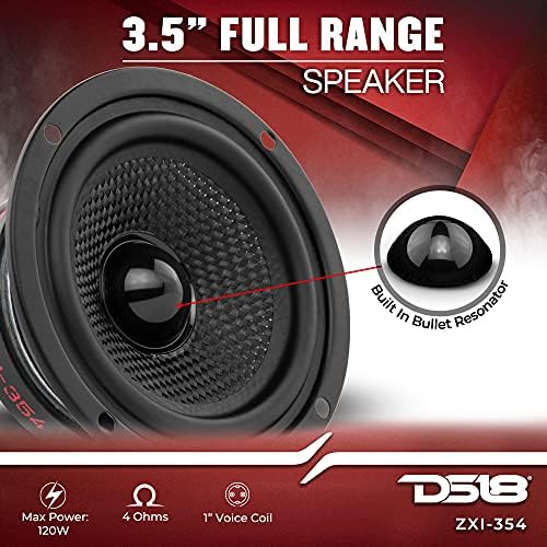 DS18 ZXI 44 4 Car Audio Coaxial Speaker with Built in Neodymium Tweeter and Kevlar Cone   2 Way 150 Watts Max 4 Ohm  2 Speakers 