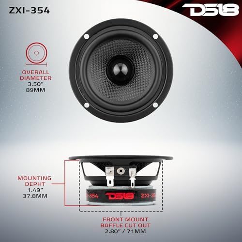 DS18 ZXI 44 4 Car Audio Coaxial Speaker with Built in Neodymium Tweeter and Kevlar Cone   2 Way 150 Watts Max 4 Ohm  2 Speakers 