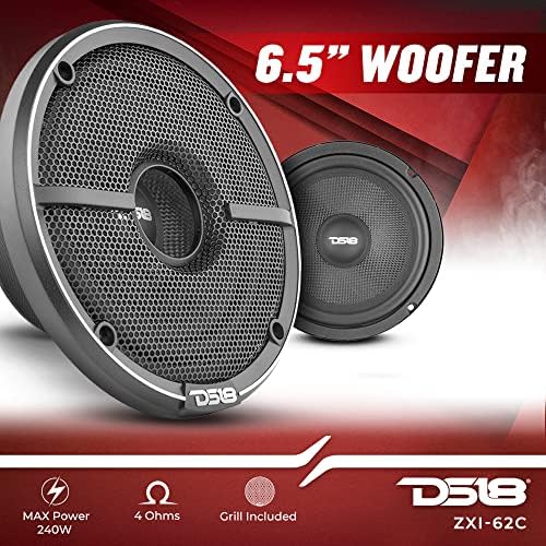 DS18 ZXI 44 4 Car Audio Coaxial Speaker with Built in Neodymium Tweeter and Kevlar Cone   2 Way 150 Watts Max 4 Ohm  2 Speakers 