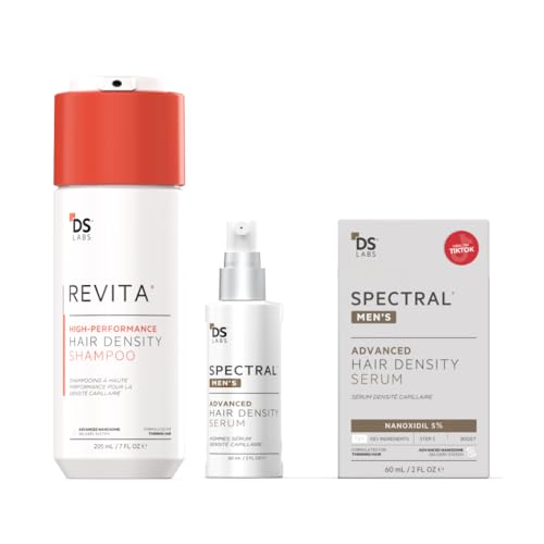 DS Labs Revita Shampoo & Spectral Men s Serum Kit   Scalp First Cleanse & Lightweight Leave In for Fuller Looking  Thicker Looking Hair  Sulfate & Silicone Free Shampoo  Fast Absorbing Serum