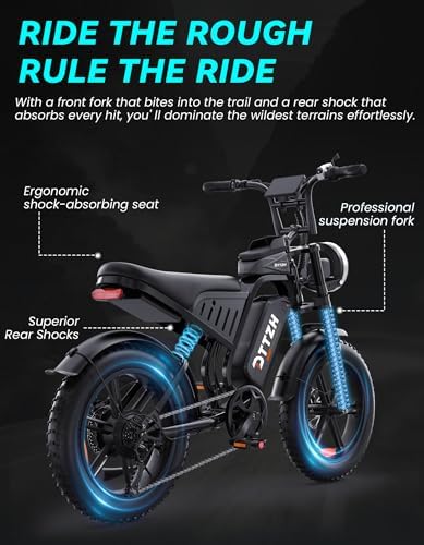 DTTZH F6/F6S/F6PRO Electric Bike for Adults with NFC & Password Unlock  4000/2000/1500W  50/40/33MPH  60V 30Ah  48V 15/25Ah E Bike  100 60 Miles Electric Motorcycle  20 Fat Tire Electric Dirt Bike