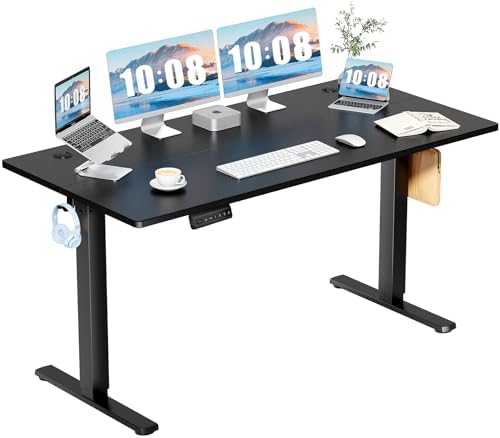 DUMOS 40 Inch Electric Standing Desk Height Adjustable  Sit to Stand Up Computer Workstations Work PC Table Home Office Study Writing Gaming Desks with Memory Presets for Walking Pad  Bedroom  Black