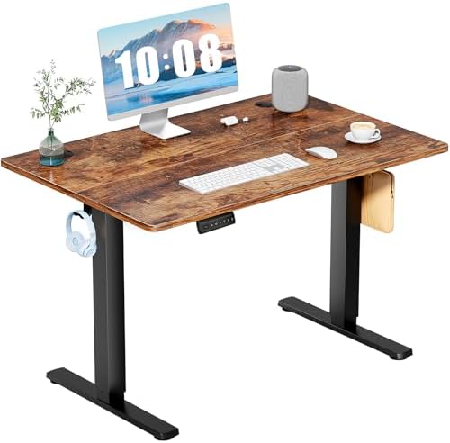 DUMOS 40 Inch Electric Standing Desk Height Adjustable  Sit to Stand Up Computer Workstations Work PC Table Home Office Study Writing Gaming Desks with Memory Presets for Walking Pad  Bedroom  Black