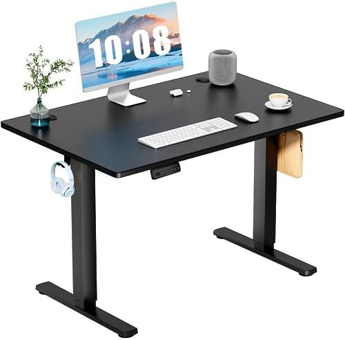 DUMOS 40 Inch Electric Standing Desk Height Adjustable  Sit to Stand Up Computer Workstations Work PC Table Home Office Study Writing Gaming Desks with Memory Presets for Walking Pad  Bedroom  Black