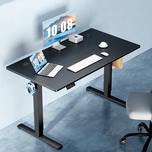 DUMOS 40 Inch Electric Standing Desk Height Adjustable  Sit to Stand Up Computer Workstations Work PC Table Home Office Study Writing Gaming Desks with Memory Presets for Walking Pad  Bedroom  Black