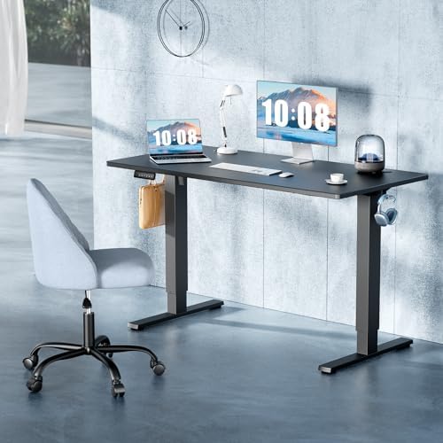 DUMOS 40 Inch Electric Standing Desk Height Adjustable  Sit to Stand Up Computer Workstations Work PC Table Home Office Study Writing Gaming Desks with Memory Presets for Walking Pad  Bedroom  Black