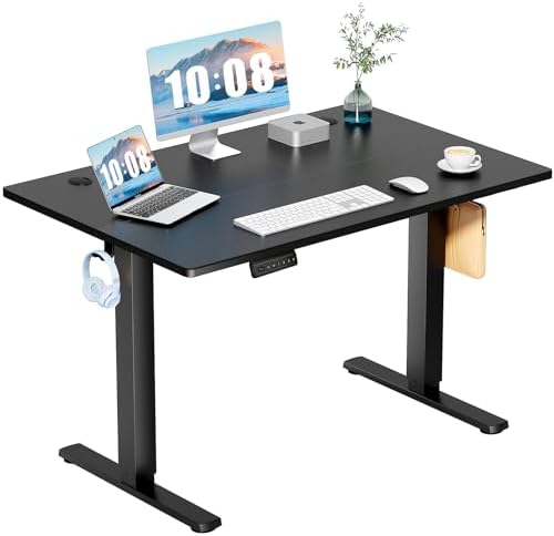 DUMOS 40 Inch Electric Standing Desk Height Adjustable  Sit to Stand Up Computer Workstations Work PC Table Home Office Study Writing Gaming Desks with Memory Presets for Walking Pad  Bedroom  Black
