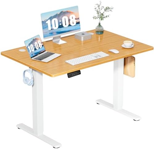 DUMOS 40 Inch Electric Standing Desk Height Adjustable  Sit to Stand Up Computer Workstations Work PC Table Home Office Study Writing Gaming Desks with Memory Presets for Walking Pad  Bedroom  Black
