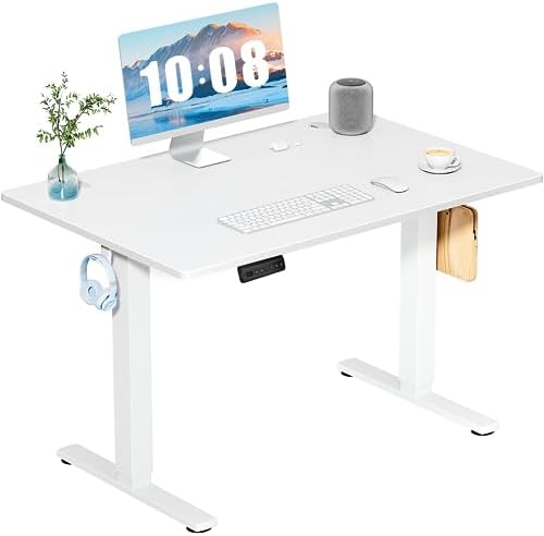 DUMOS 40 Inch Electric Standing Desk Height Adjustable  Sit to Stand Up Computer Workstations Work PC Table Home Office Study Writing Gaming Desks with Memory Presets for Walking Pad  Bedroom  Black