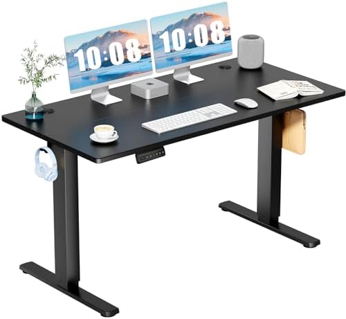 DUMOS 40 Inch Electric Standing Desk Height Adjustable  Sit to Stand Up Computer Workstations Work PC Table Home Office Study Writing Gaming Desks with Memory Presets for Walking Pad  Bedroom  Black