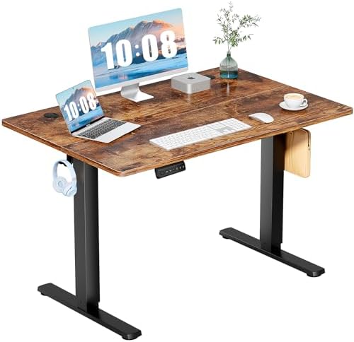 DUMOS 40 Inch Electric Standing Desk Height Adjustable  Sit to Stand Up Computer Workstations Work PC Table Home Office Study Writing Gaming Desks with Memory Presets for Walking Pad  Bedroom  Black