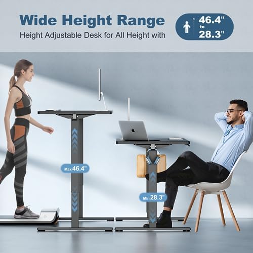 DUMOS 40 Inch Electric Standing Desk Height Adjustable  Sit to Stand Up Computer Workstations Work PC Table Home Office Study Writing Gaming Desks with Memory Presets for Walking Pad  Bedroom  Black