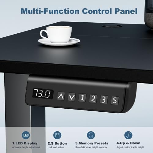 DUMOS 40 Inch Electric Standing Desk Height Adjustable  Sit to Stand Up Computer Workstations Work PC Table Home Office Study Writing Gaming Desks with Memory Presets for Walking Pad  Bedroom  Black