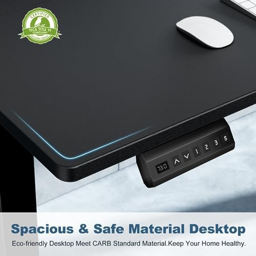 DUMOS 40 Inch Electric Standing Desk Height Adjustable  Sit to Stand Up Computer Workstations Work PC Table Home Office Study Writing Gaming Desks with Memory Presets for Walking Pad  Bedroom  Black