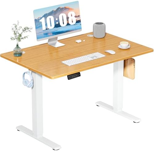 DUMOS 40 Inch Electric Standing Desk Height Adjustable  Sit to Stand Up Computer Workstations Work PC Table Home Office Study Writing Gaming Desks with Memory Presets for Walking Pad  Bedroom  Black