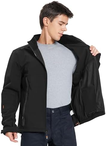 DURAWERK Softshell Jacket Mens Fleece Jacket Water Resistant Jackets Work Jackets for Men Tactical Jacket Windbreaker